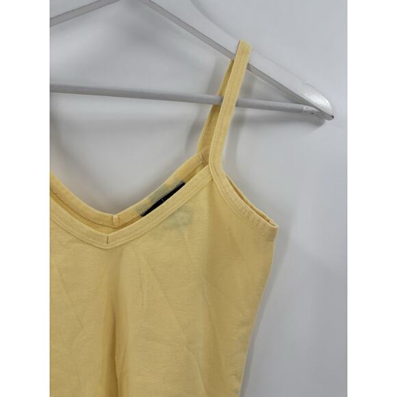 Moda International Tank Top Womens Small Yellow V Neck 100% Cotton Y2K Sheer - Picture 2 of 15
